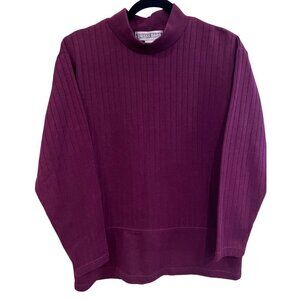 Dress Barn Turtleneck Sweater Purple Size Medium 3/4 Sleeve Gently PreOwned